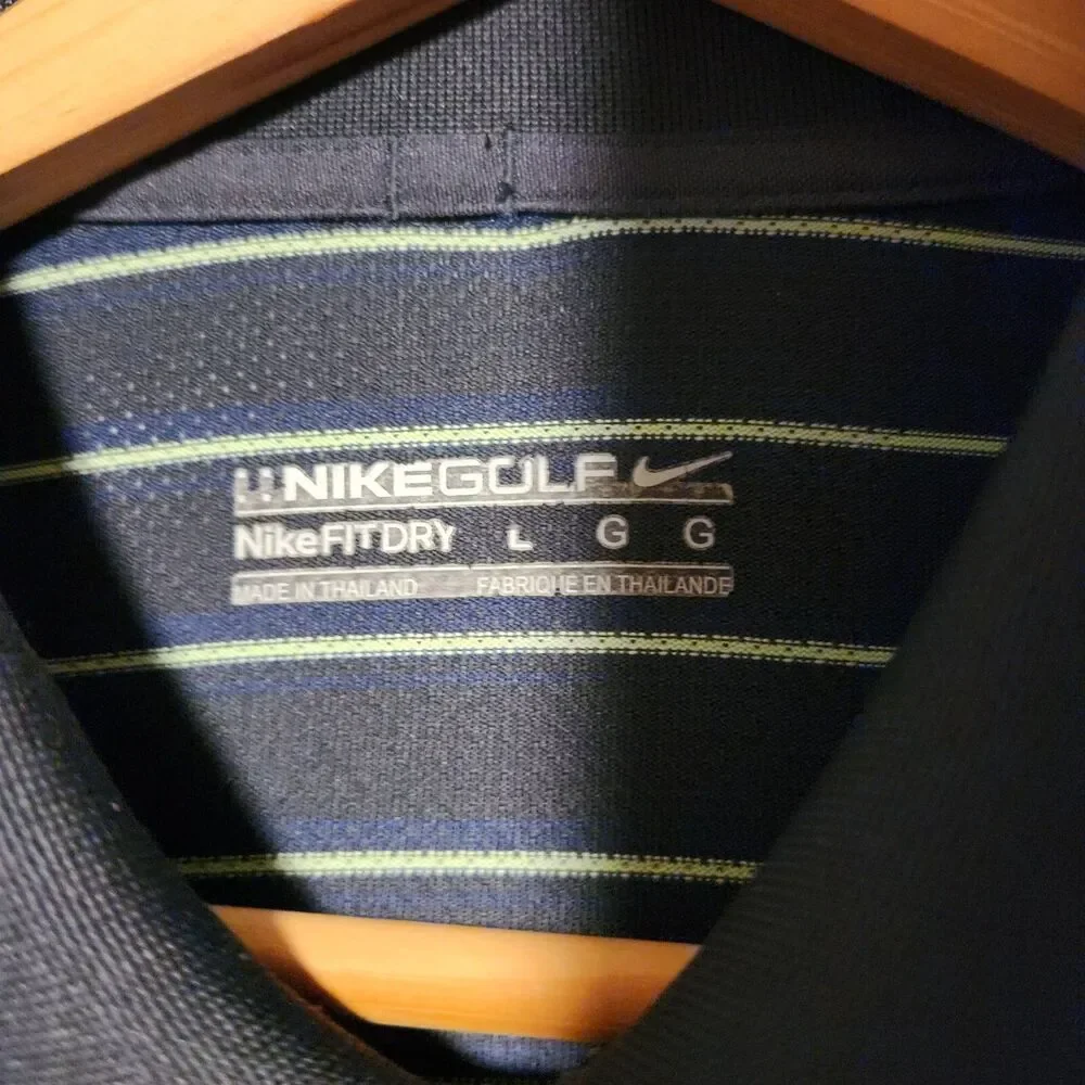 Nike Golf Tour Performance Dri Fit Striped Polo Shirt Mens Large Blue Striped